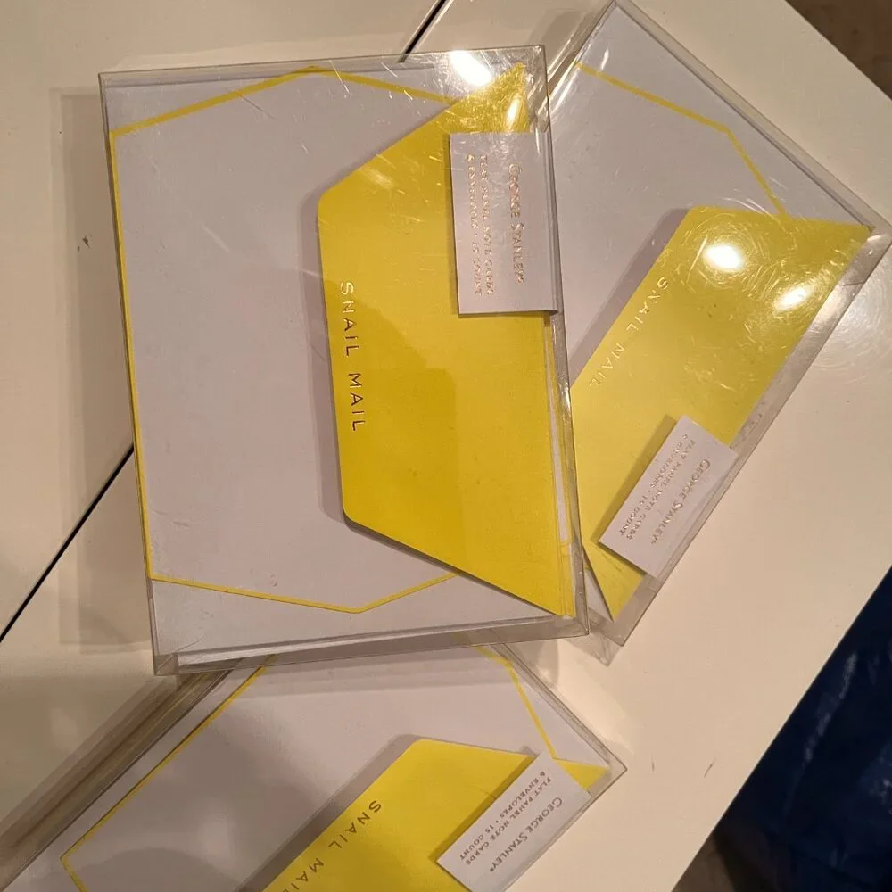 Note Cards -George Stanley Flat Panel Note Cards (Yellow / Snail Mail / 3 Packs)
